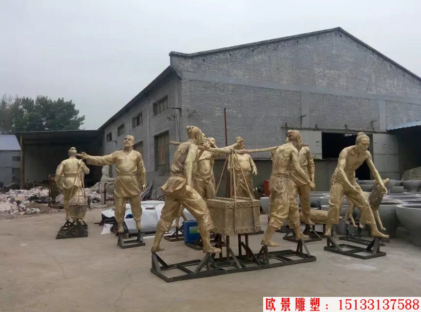 丰收人物铜雕塑，秋收季节人物铜雕塑1